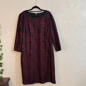 Ashley Stewart Black and Red Long Sleeve Dress